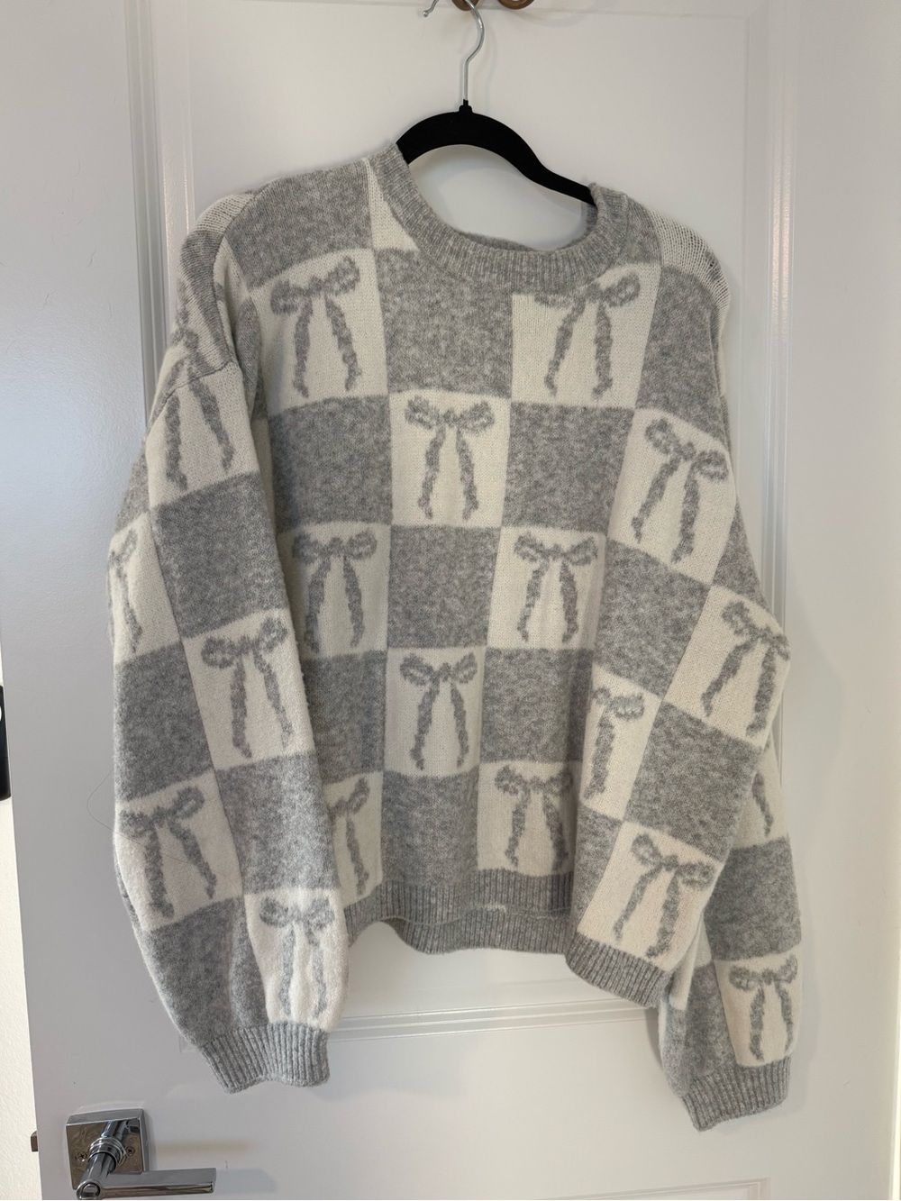 A New Day Gray and Bow Oversized Sweater